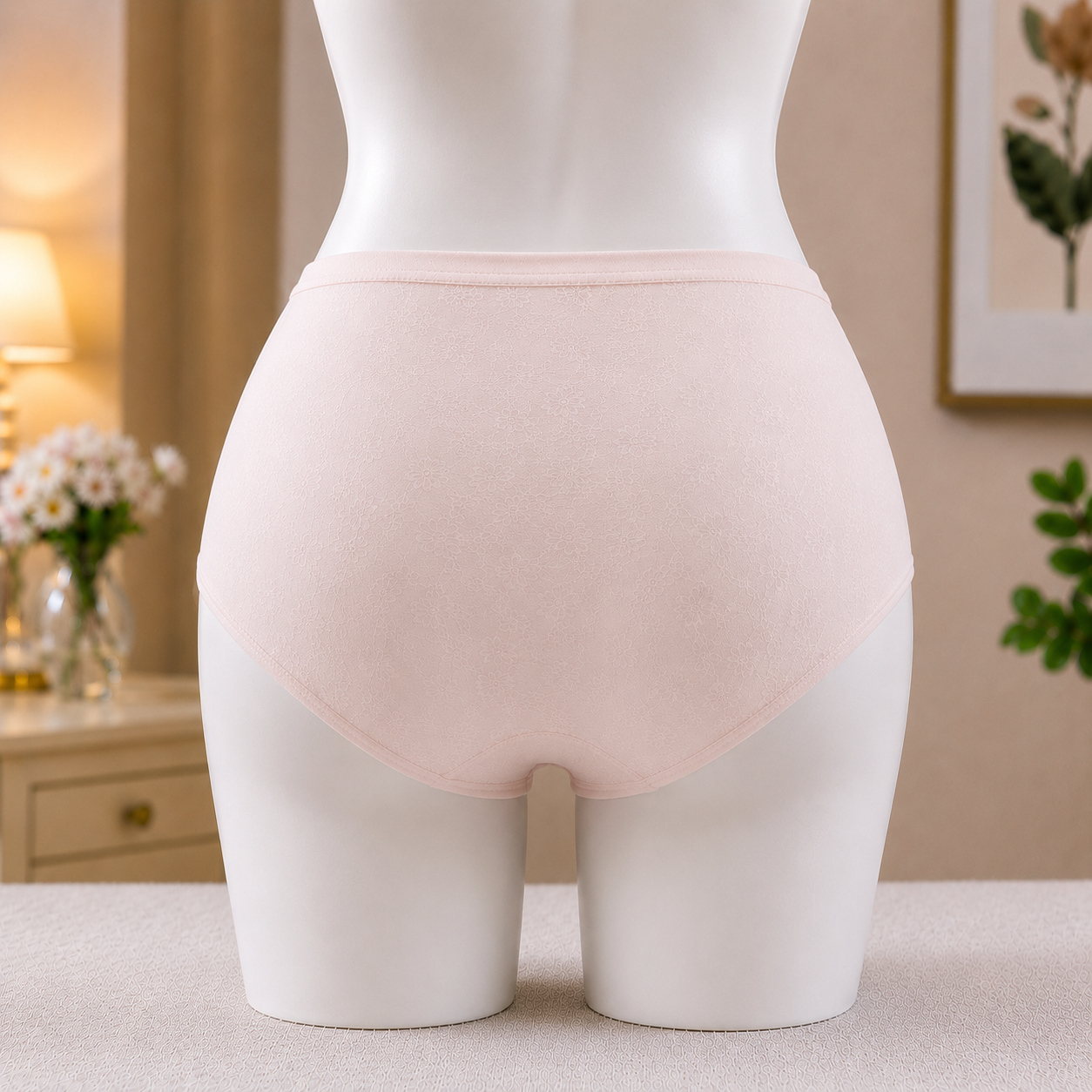 Floral Detailing light pink Panty β Soft & Breathable Everyday Underwear"