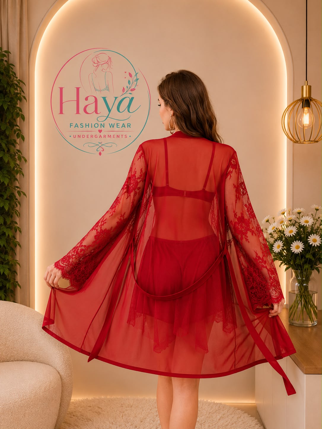 Romantic Red Halter Style Nightwear - Comfortable Fit