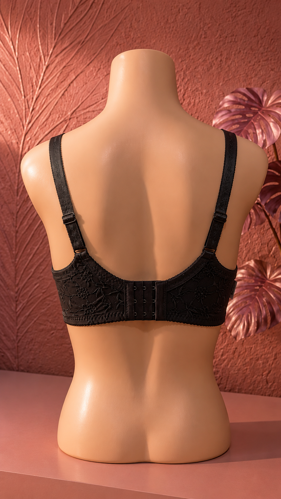 Premium soft black Embroidered Support Bra for Women