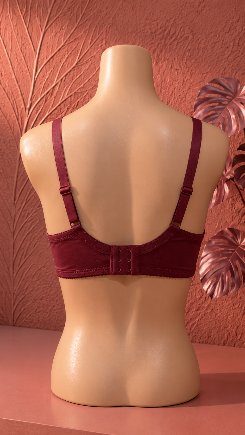 Luxury Floral Lace Comfort Bra dark red