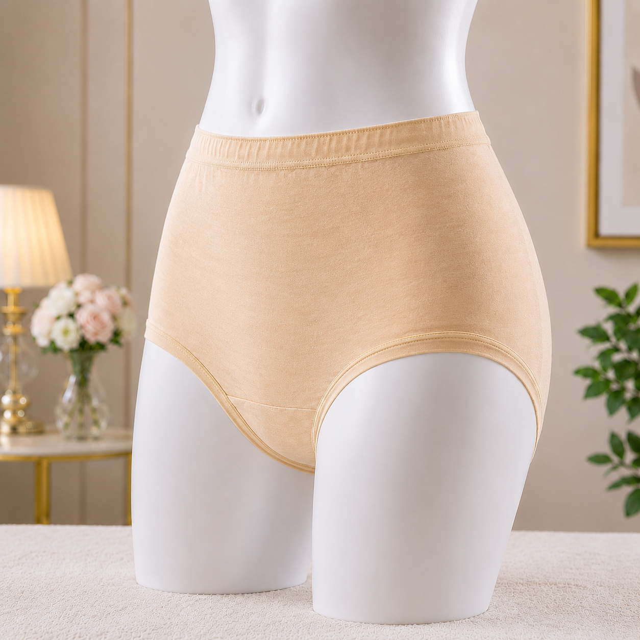 Women's Essential Soft Cotton Briefs - Nude/Beige Everyday Underwear