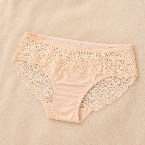 deep skin Premium Lace Trim Briefs - Elegant Soft Cotton underwear
