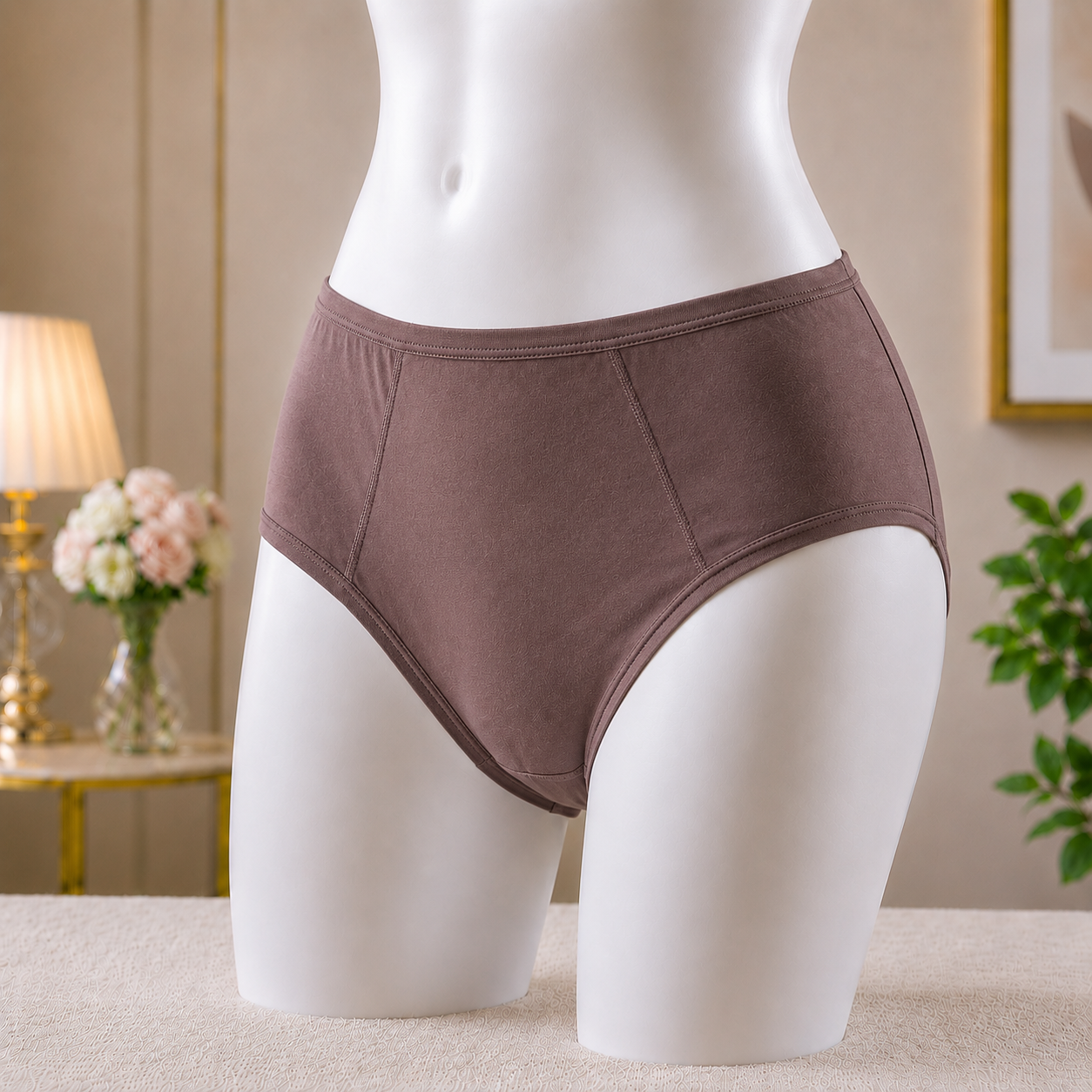 Women's Classic Mocha Brown: High-Waist Panty – Comfortable Everyday Essential"