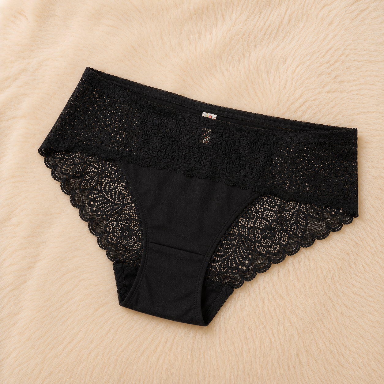 black Premium Lace Trim Briefs - Elegant Soft Cotton underwear