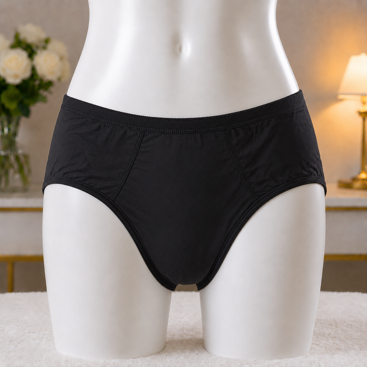 Women's Classic Black High-Waist Panty – Comfortable Everyday Essential"