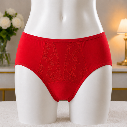 Floral Detailing Red Panty – Soft & Breathable Everyday Underwear"