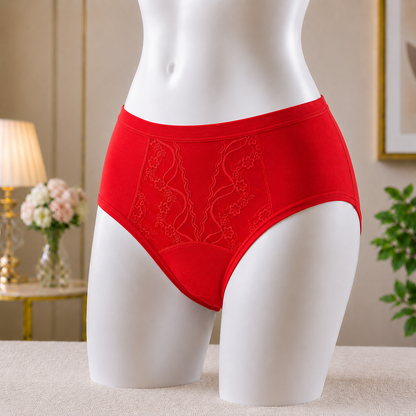 Floral Detailing Red Panty – Soft & Breathable Everyday Underwear"