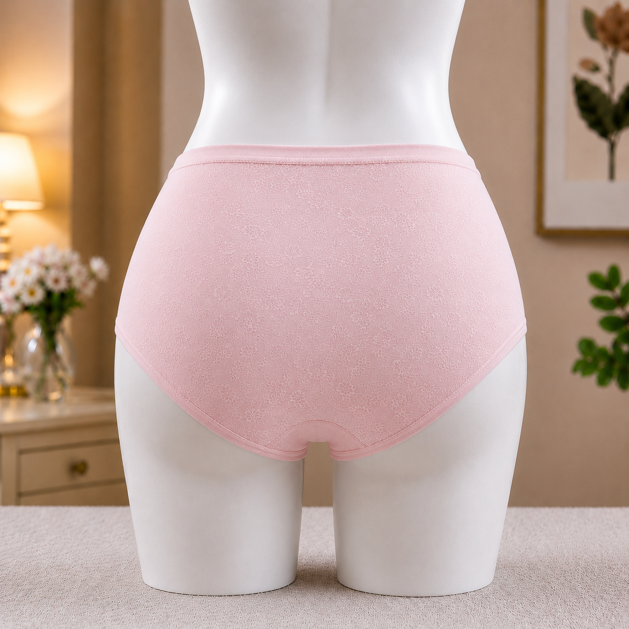 Floral Detailing Dark pink  Panty – Soft & Breathable Everyday Underwear"