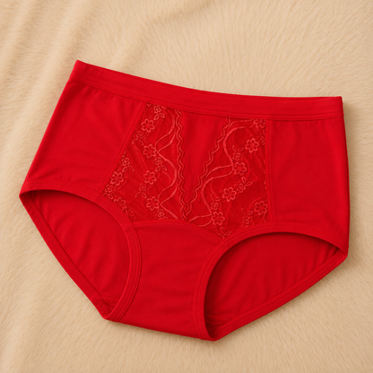 Floral Detailing Red Panty – Soft & Breathable Everyday Underwear"