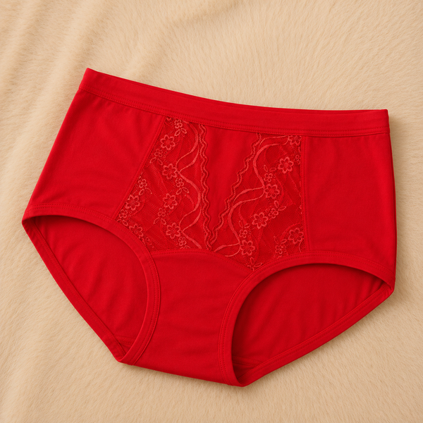 Floral Detailing Red Panty – Soft & Breathable Everyday Underwear