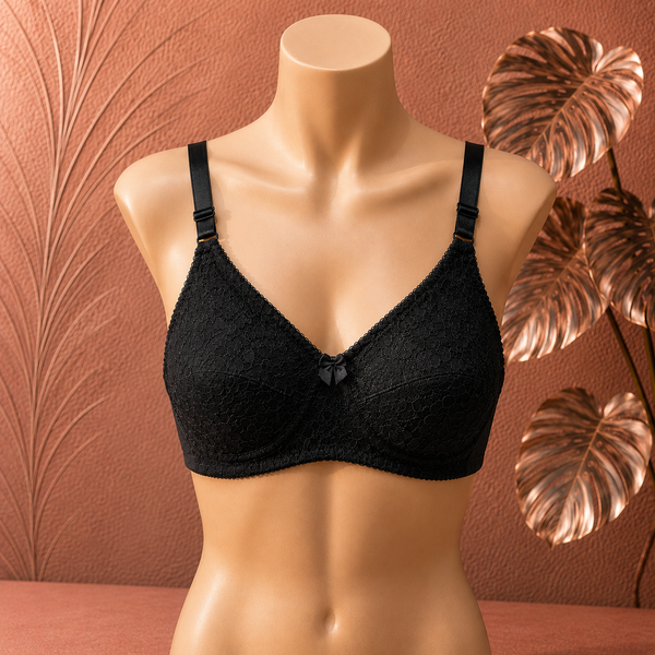 Luxury Floral Lace Comfort Bra – black