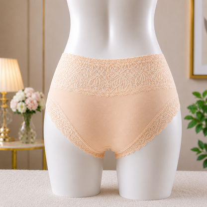 deep skin Premium Lace Trim Briefs - Elegant Soft Cotton underwear
