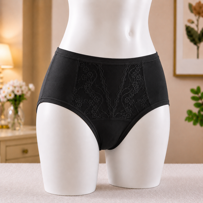 Floral Detailing black Panty – Soft & Breathable Everyday Underwear"