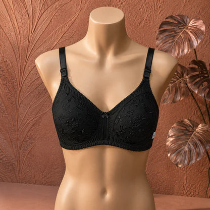 Elegant Floral Embroidered Non-Padded Support Bra