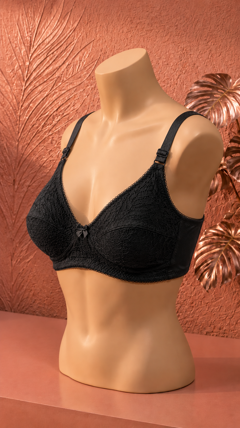 Luxury Floral Lace Comfort Bra – black