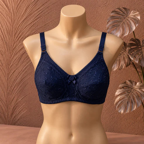 Elegant Floral Embroidered Non-Padded Support Bra