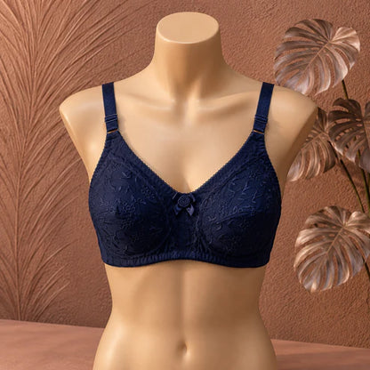 Elegant Floral Embroidered Non-Padded Support Bra