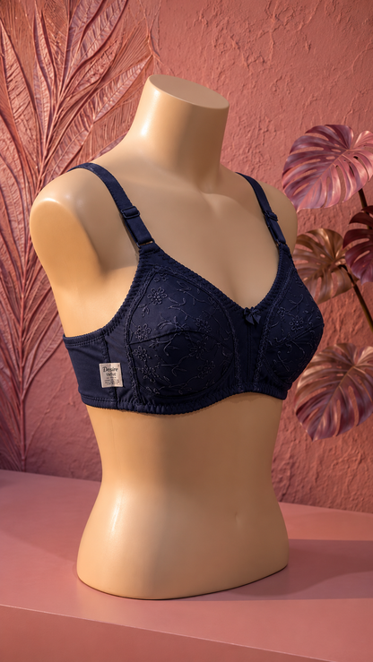 Elegant Floral Embroidered Non-Padded Support Bra