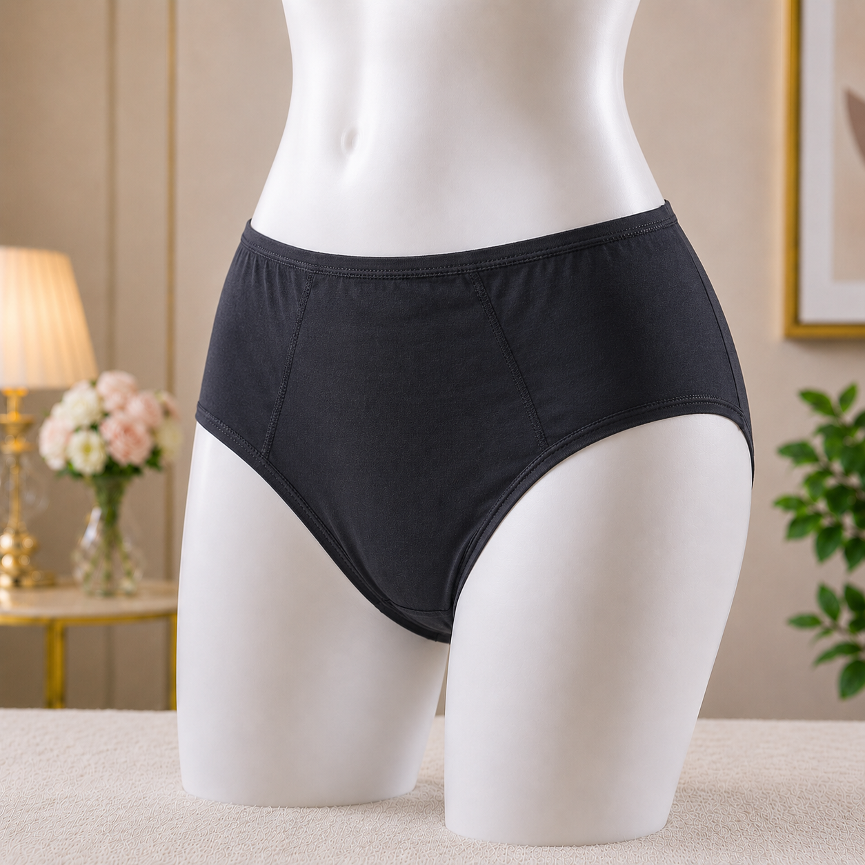 Women's Classic Black High-Waist Panty – Comfortable Everyday Essential"