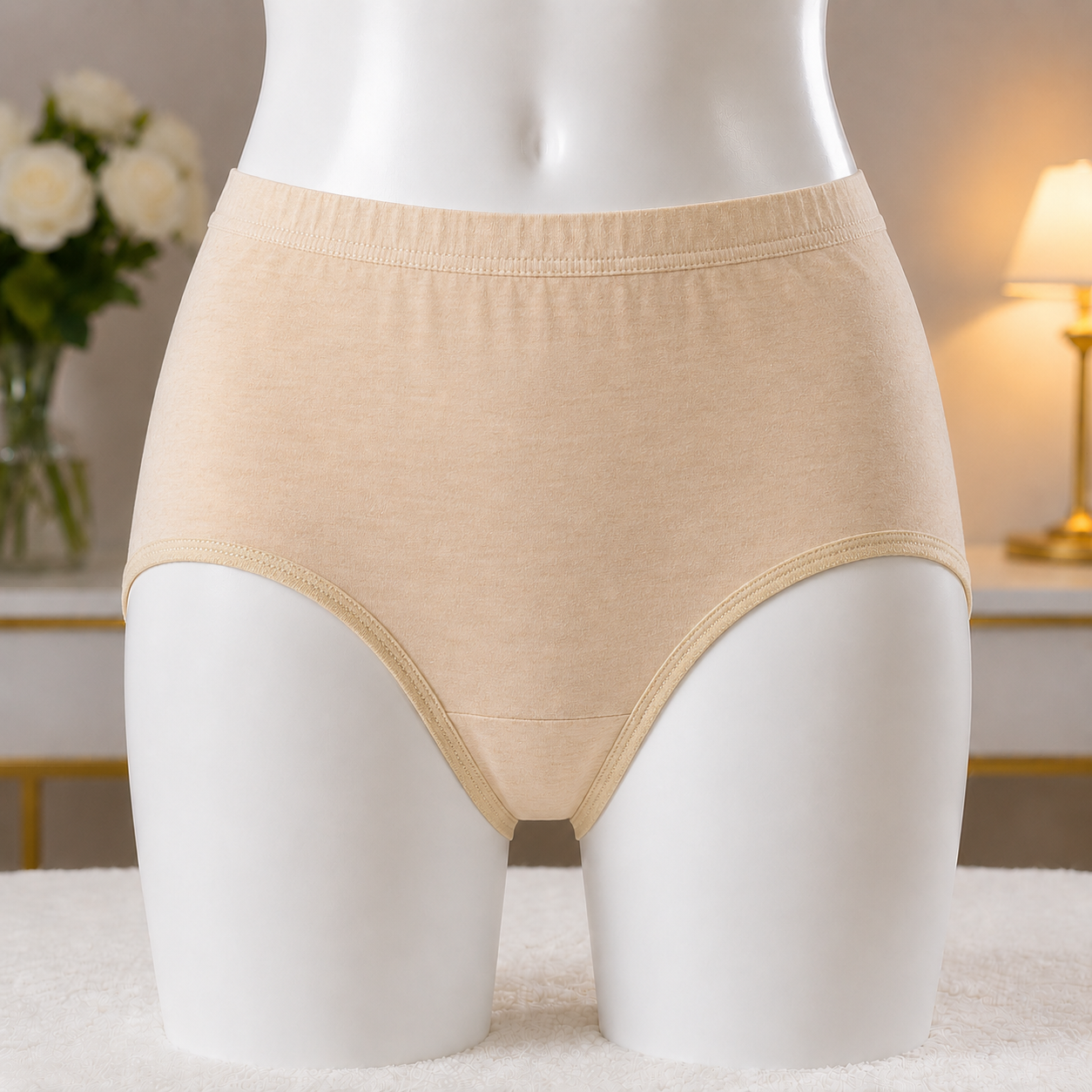 Women's Essential Soft Cotton Briefs - Nude/Beige Everyday Underwear