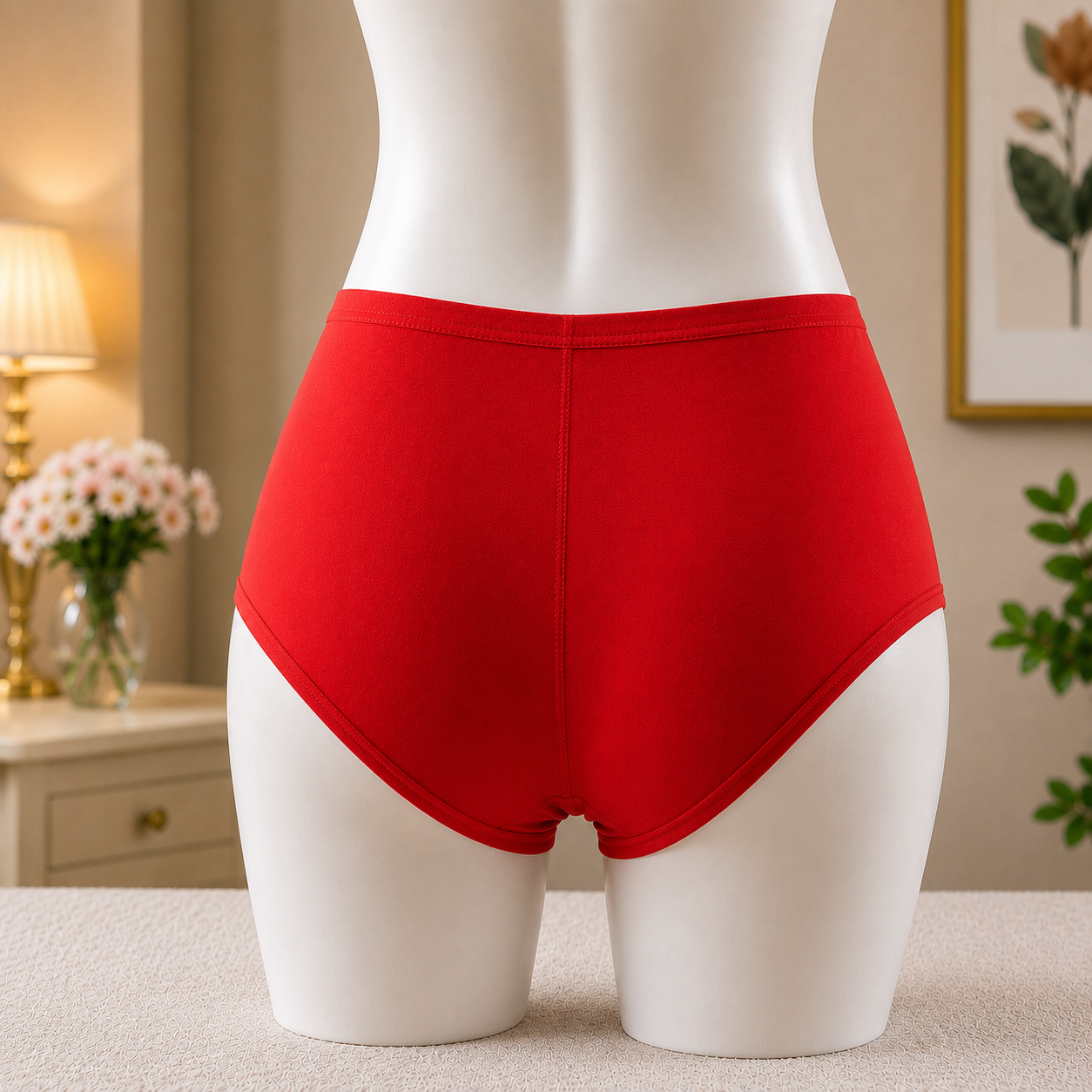Floral Detailing Red Panty – Soft & Breathable Everyday Underwear"
