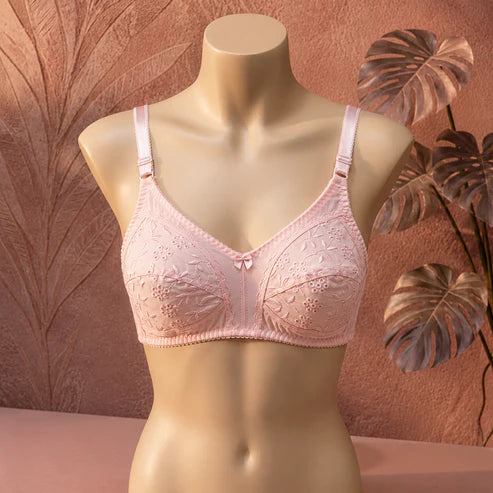 Elegant Floral Embroidered Non-Padded Support Bra