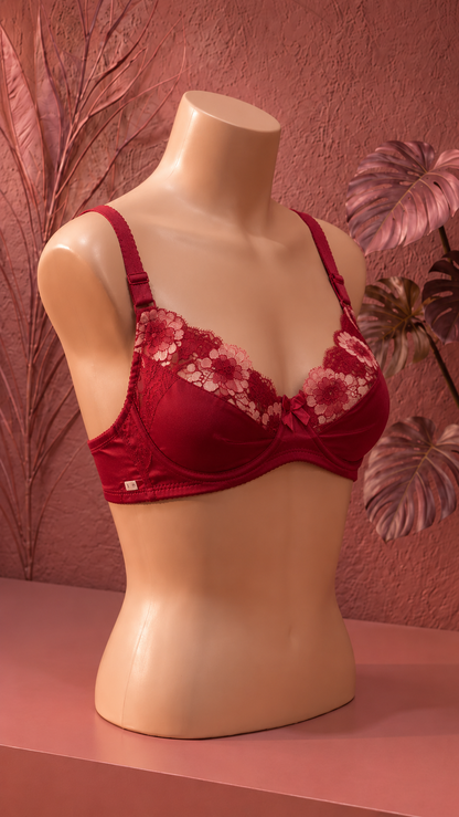 loral Lace Underwire Bra – Wine Mehroon