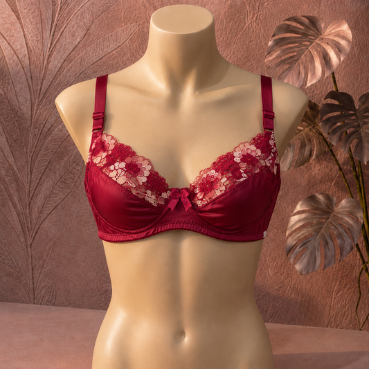 loral Lace Underwire Bra – Wine Mehroon