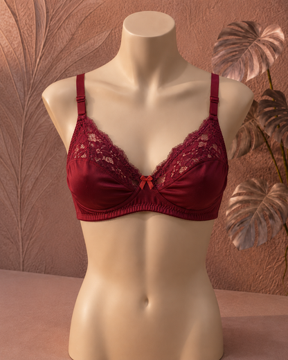 Women's Everyday Comfort Lace Bra Crimson Red