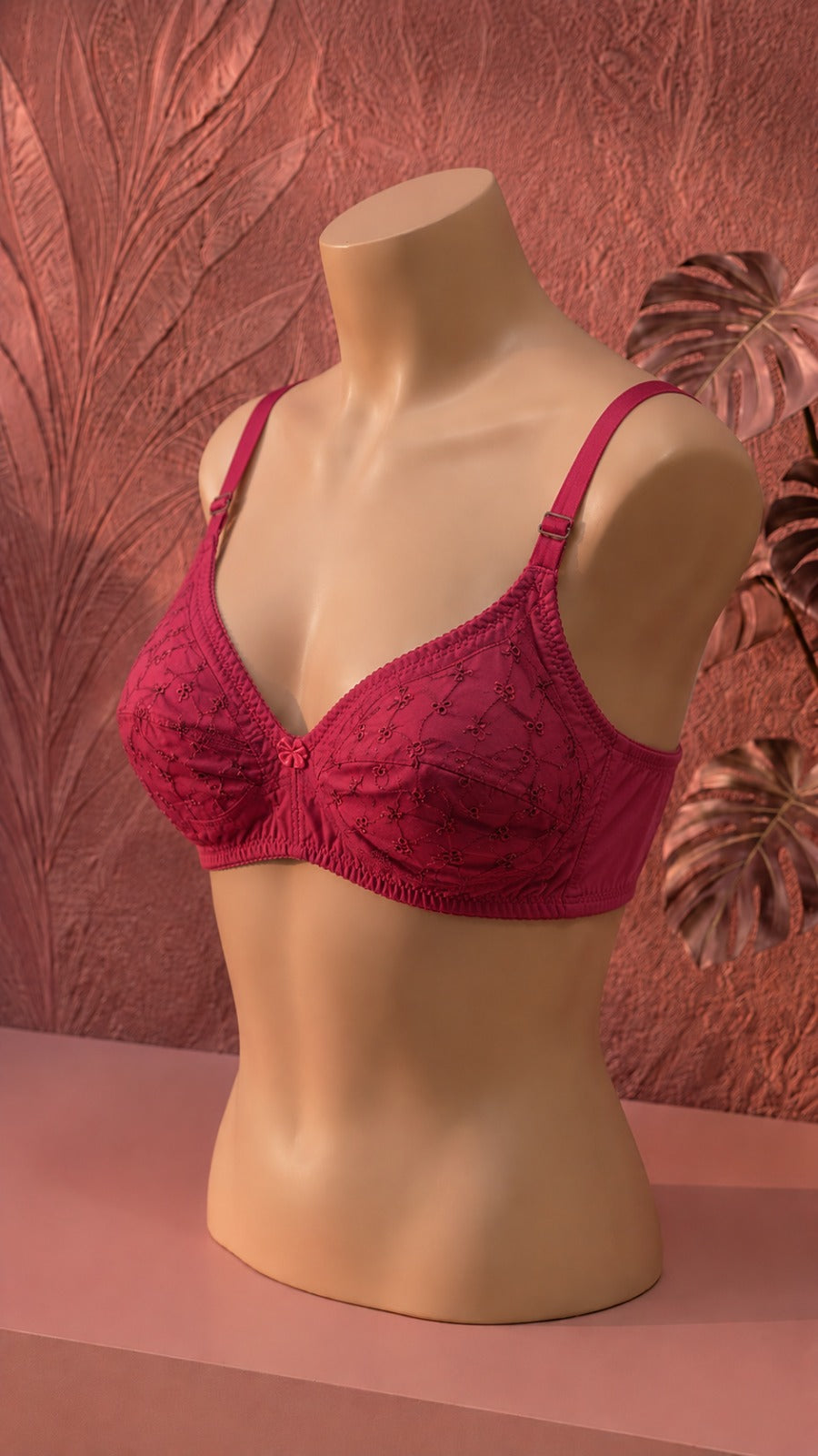 Elegant red  Embroidered Everyday Comfort Bra