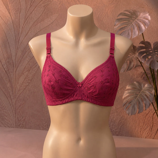 Elegant red  Embroidered Everyday Comfort Bra