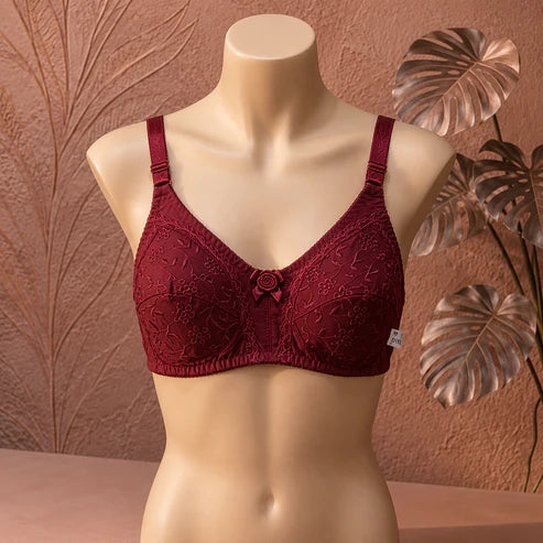 Elegant Floral Embroidered Non-Padded Support Bra