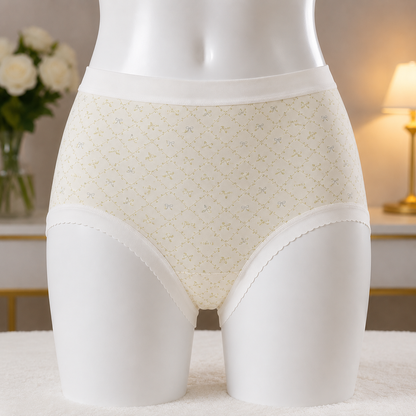 Pastel Skin  Bow Pattern Women’s Cotton Underwear  – High-Waist Comfortable Briefs