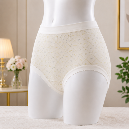 Pastel Skin  Bow Pattern Women’s Cotton Underwear  – High-Waist Comfortable Briefs