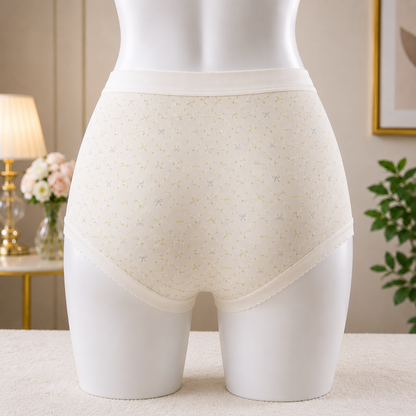 Pastel Skin  Bow Pattern Women’s Cotton Underwear  – High-Waist Comfortable Briefs