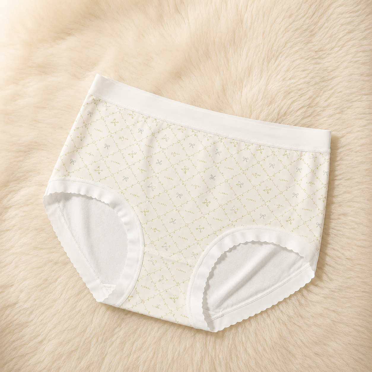 Pastel Skin  Bow Pattern Women’s Cotton Underwear  – High-Waist Comfortable Briefs