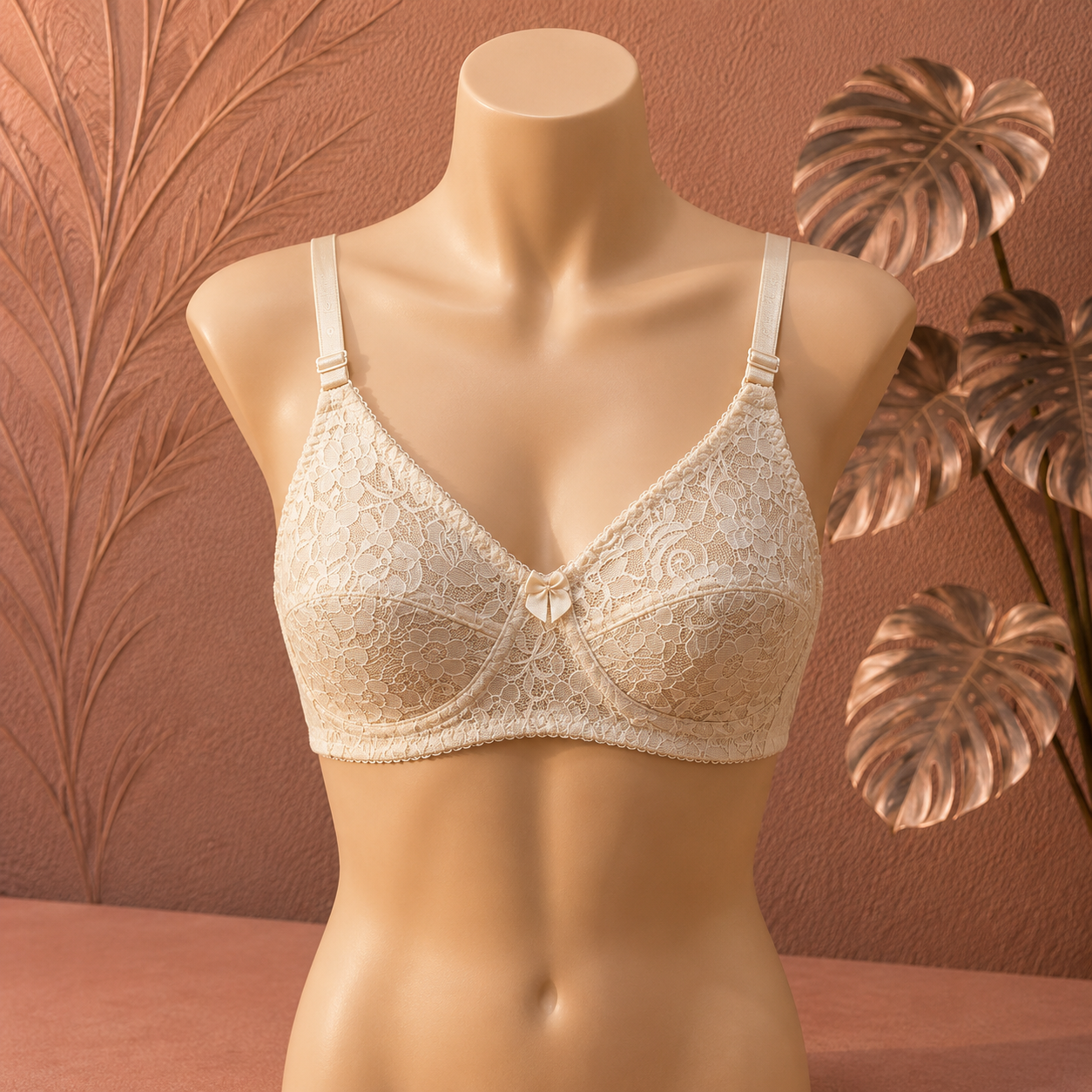 Luxury Floral Lace Comfort Bra – Ivory