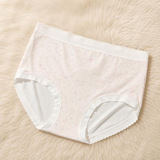 Pastel Pink Bow Pattern Women’s Cotton Underwear  – High-Waist Comfortable Briefs