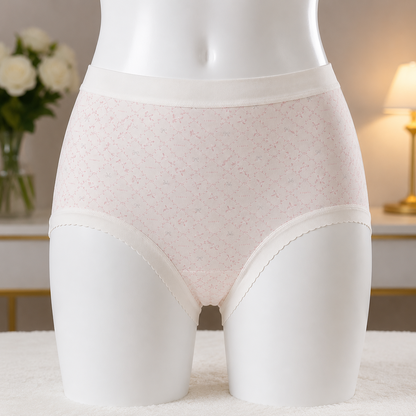 Pastel Pink Bow Pattern Women’s Cotton Underwear  – High-Waist Comfortable Briefs