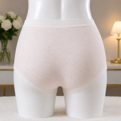 Pastel Pink Bow Pattern Women’s Cotton Underwear  – High-Waist Comfortable Briefs